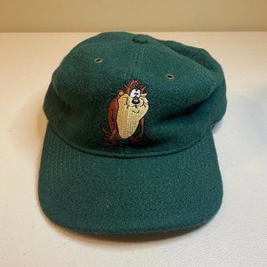 Vintage 1991 Warner Bros. Green TAZ Looney Tunes Wool Blend Snapback Hat‎ Cap